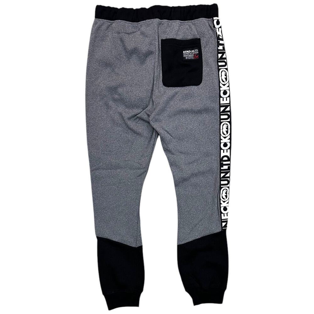 Ecko Unltd Men's Sweatpants Side Logo Tape Strip Marled Heather Fleece Jogger - Picture 2 of 4